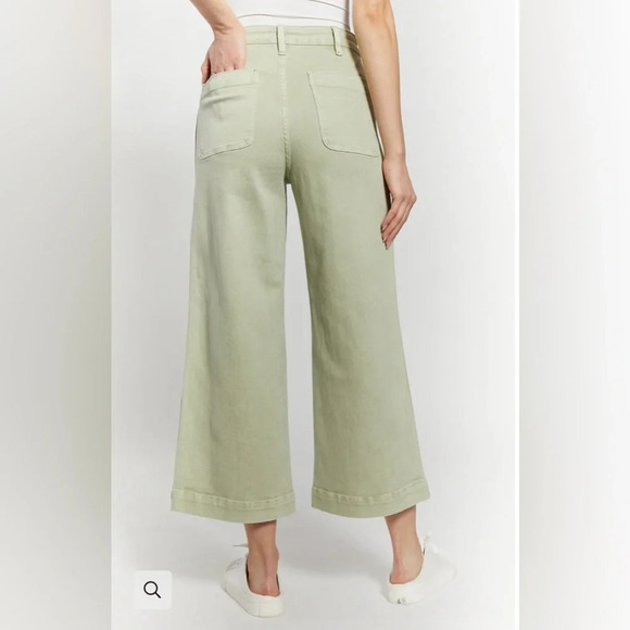 Oat New York Greer Cropped Wide Leg Jeans in Color Soft Mint - Picture 2 of 2